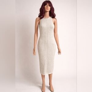 ZAra Cream Cable Knit Midi Dress
